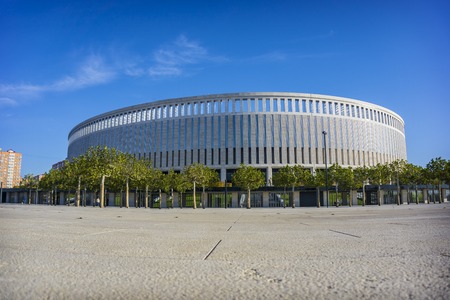 Krasnodar, Russia - November 06, 2016: Park sycamore trees in front of the new stadium of FC Krasnodar on November 06, 2016のeditorial素材