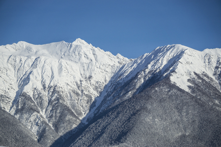 Beautiful mountain landscape view. Winter morning. Sunrise.の写真素材