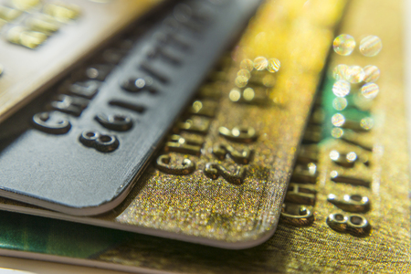 Gold and platinum credit cards close upの写真素材