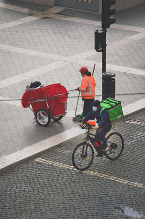 Real workers during the lockdown in Europeの写真素材