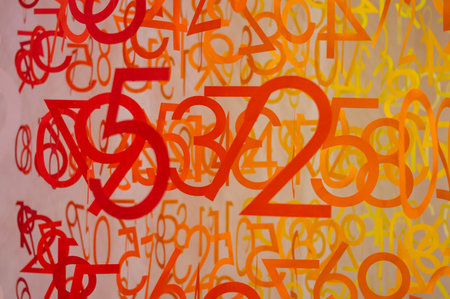 Alphabet letters on a wall background. Multicolored letters.の写真素材