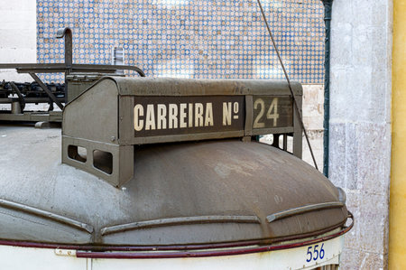 Lisbon, Portugal 15 July 2021 traditional transportation called tram during a summer afternoonのeditorial素材