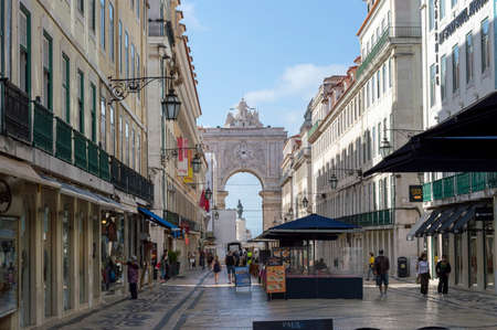 Lisbon, Portugal 14 of July 2021. A view of the famous spot Praca do Comercio. Lisbon, Portugalのeditorial素材