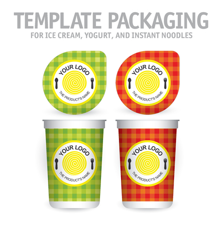 Big yogurt cup with lid on white. Collection of design templates packaging.のイラスト素材