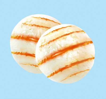 Balls of ice cream with topping on white backgroundの写真素材