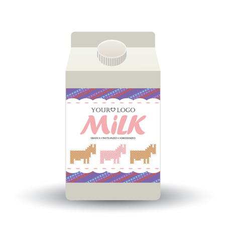 Template label design milk with the concept of cross-stitchの写真素材