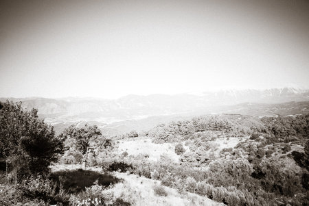 Mountains and ruins in Turkey. Landmarks in Demre, Myra and Kekova. Retro style.の写真素材