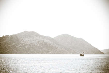 Sea landscape with mountains. Seascape on a sunny day. Summer seascapeの写真素材