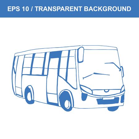 Retro bus. Picture of old transportation. Vector hand drawn sketch.のイラスト素材