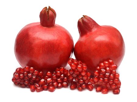 Pomegranate fruit isolated on a white background. Depth of field throughout the photoの写真素材