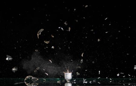 In high speed photography of an exploded lamp bulbの写真素材