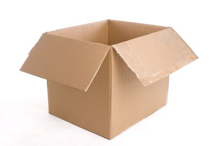 An open carboard is shot on white backgroundの写真素材