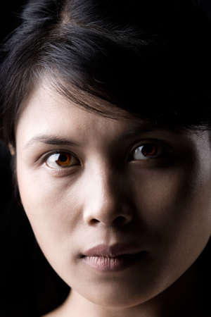 Close up of Asian woman's face.の写真素材