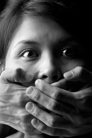 Young woman is being silenced