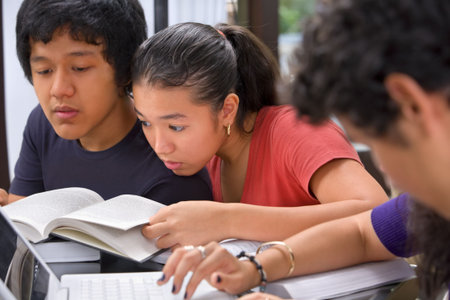 A group of student studying together.