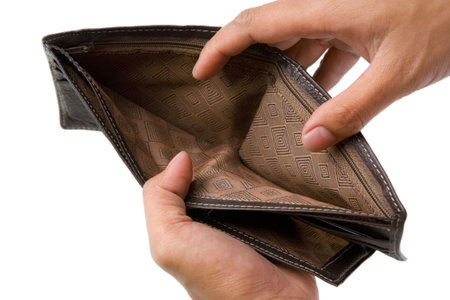 Concept of having no money, isolated on white