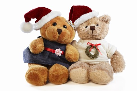 Christmas teddy bear dollsの写真素材