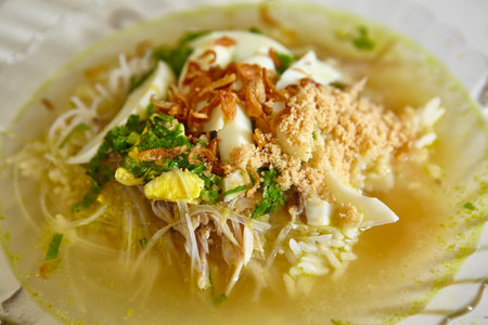 Soto, one of traditional Indonesia chicken soup with many herbs and spicesの写真素材