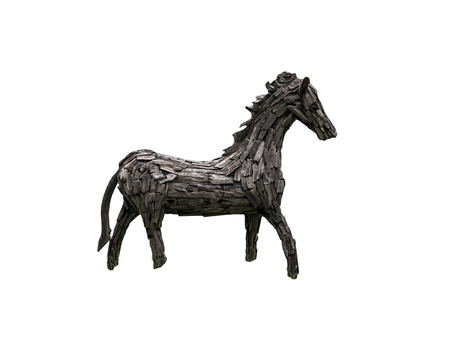 wood horse  isolated on white backgroundの写真素材