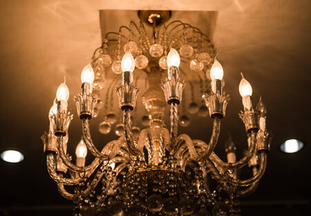 elegant crystal ceiling lampの写真素材