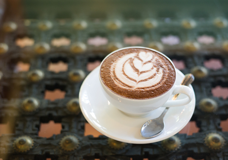 A cup of coffee on tableの写真素材