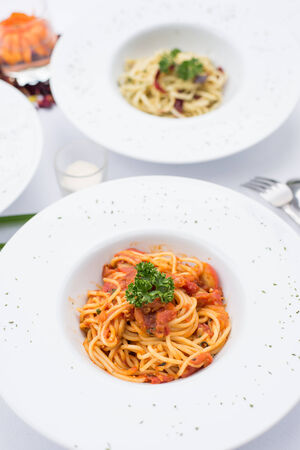 Spaghetti Bolognese with tomato sauceの写真素材