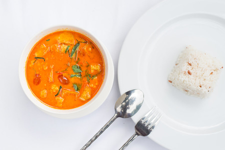 Thai food mussaman curry with riceの写真素材