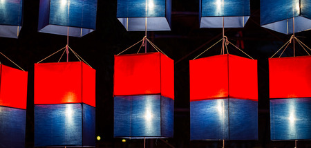 Northern Thai Style Lanterns at Loi Krathong (Yi Peng) Festival, Chiang Mai, Thailandの写真素材
