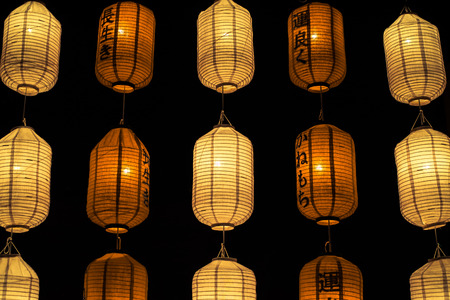 Northern Thai Style Lanterns at Loi Krathong (Yi Peng) Festival, Chiang Mai, Thailandの写真素材
