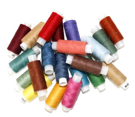 Background of the coils with different colored threads.の写真素材