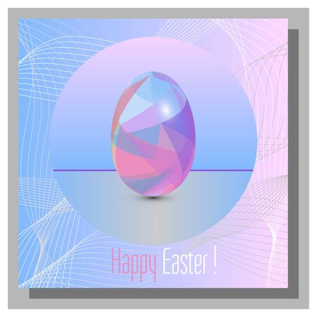 Happy Easter Card - 3d Easter egg with the abstract triangle pattern.のイラスト素材