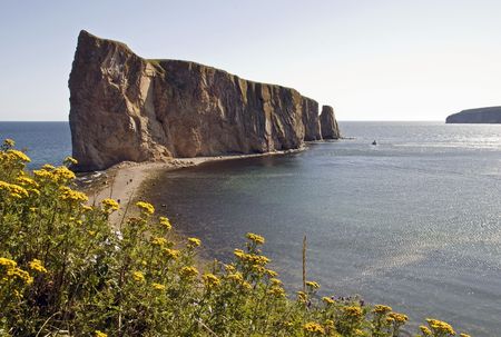 Perce Rock Island (Rocher Perce) in Gaspe, Quebec, Canadaの写真素材