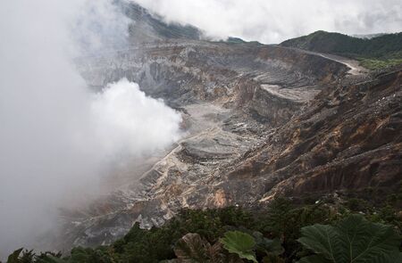 Clouds, smoke and steam around the PoÃ¡s volcano crater in Costa Ricaの写真素材