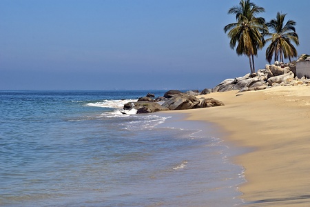 Remote beach by the Mexican Pacific Ocean near Puerto Vallartaの写真素材