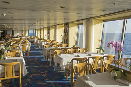  Dining area on a mid-sized cruiseship at seaのeditorial素材