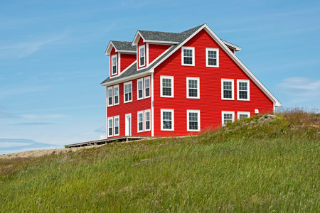 New salt box style house in English Harbour, Newfoundland, Canadaのeditorial素材