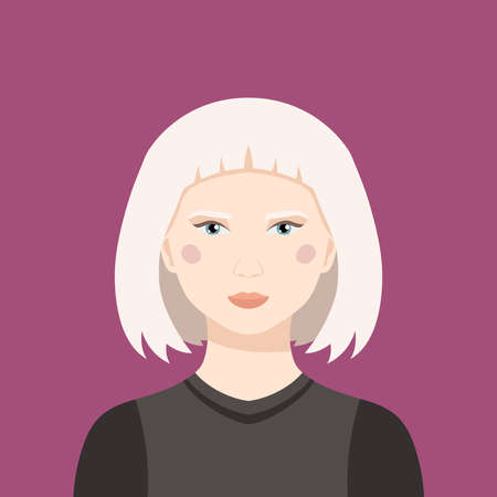 Portrait of albino girl. Vector illustration of a woman with albinismのイラスト素材