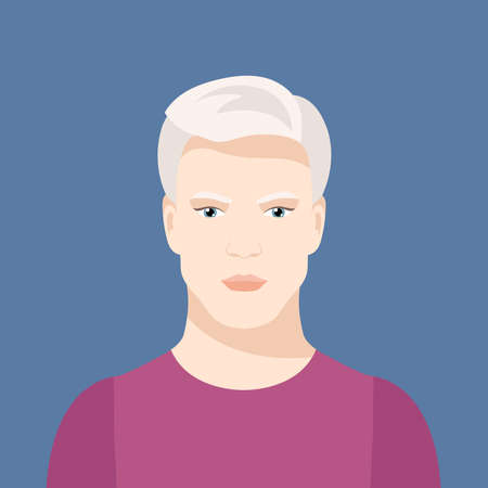 Portrait of albino man. Vector illustration of a guy with albinismのイラスト素材