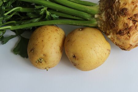 Celeriac with potatoes root vegetables pairingの写真素材