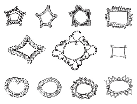 Eleven whimsically organic hand drawn frames vectorsのイラスト素材
