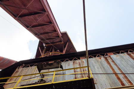 Sloss Furnaces National Historic Landmark, Birmingham Alabama USA, view of a material chute from...
