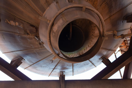 Sloss Furnaces National Historic Landmark, Birmingham Alabama USA, view underneath large hopper...