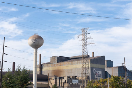 BRADDOCK, PA, USA - 21 OCT 2020: US Steel Edgar Thomson Plant, Mon Valley Worksのeditorial素材