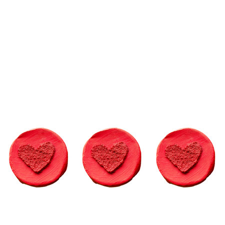 Red circles with hearts 