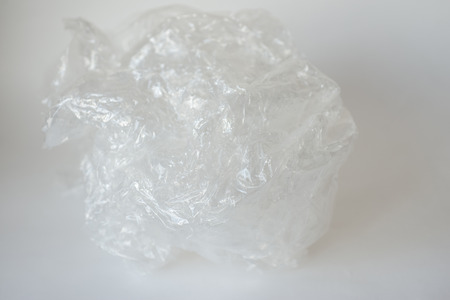 Crumpled plastic bag transparent. Soft focusの写真素材