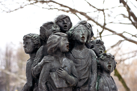Kaliningrad, Russia - December 12, 2014: Sculpture park near the Cathedral. Currently, the park features 23 works, united by the theme "Man and the World". Sculpture "Singing Children". Author MV Pereyaslavets.のeditorial素材