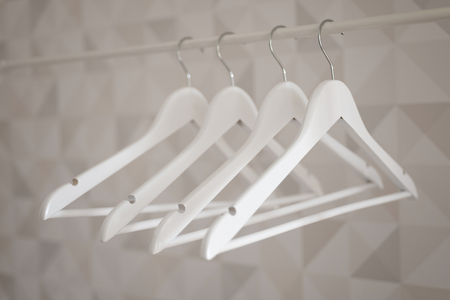 White Clothes Hangersの写真素材