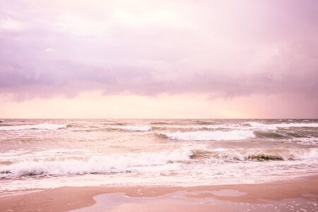 Stylized Sea with waves of pink colorの写真素材