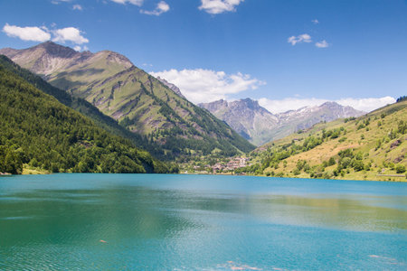 Italian Alps. Lake di Castello with mountains in the background