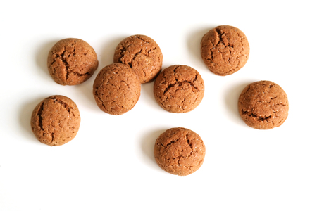 Dutch cookie (ginger nuts) for holiday Sinterklaas (St. Nicholas), on a white background.の写真素材